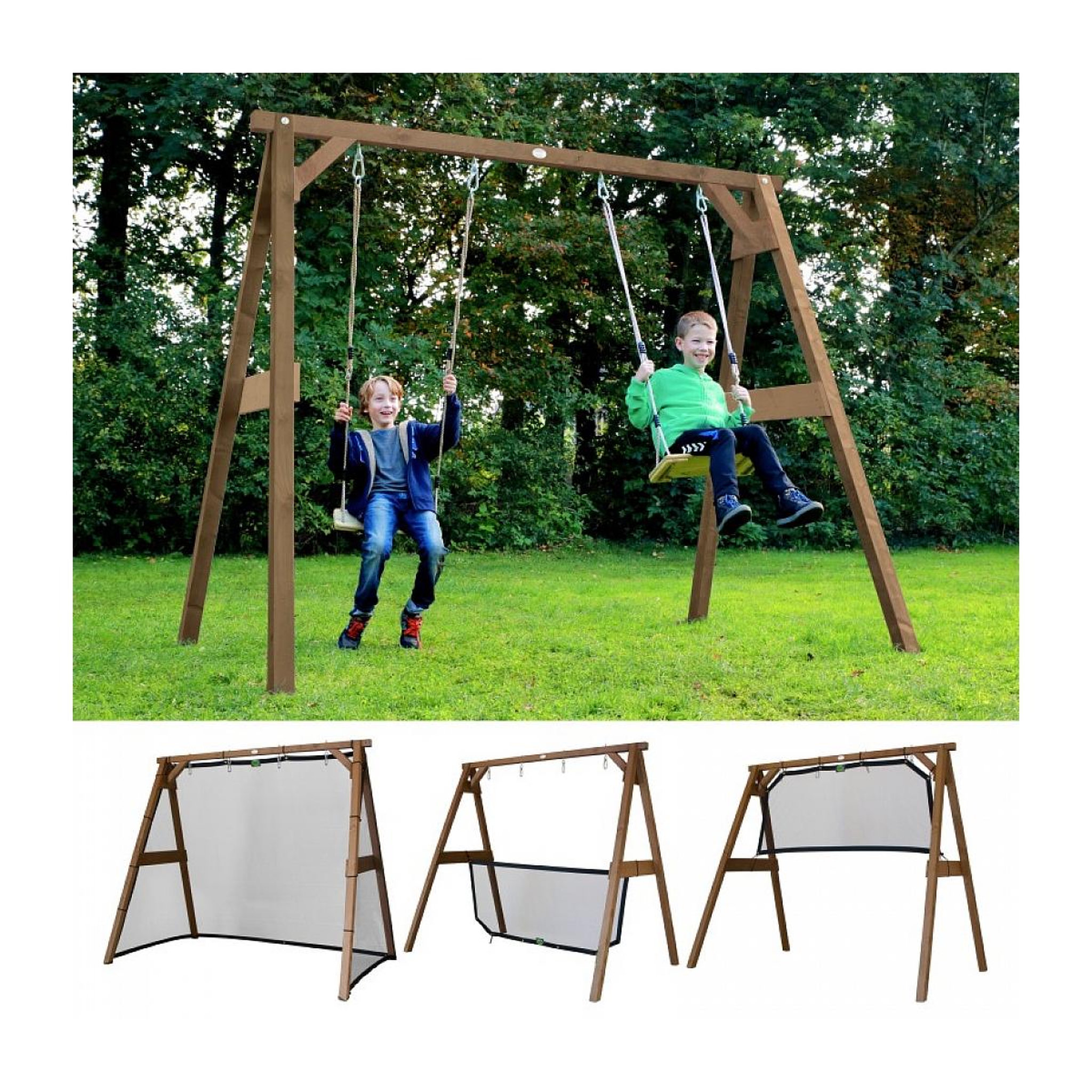 Voir la diapositive 2 : Axi House AXI Portique 4 en 1 Sports Fun Marron 160x254x207cm