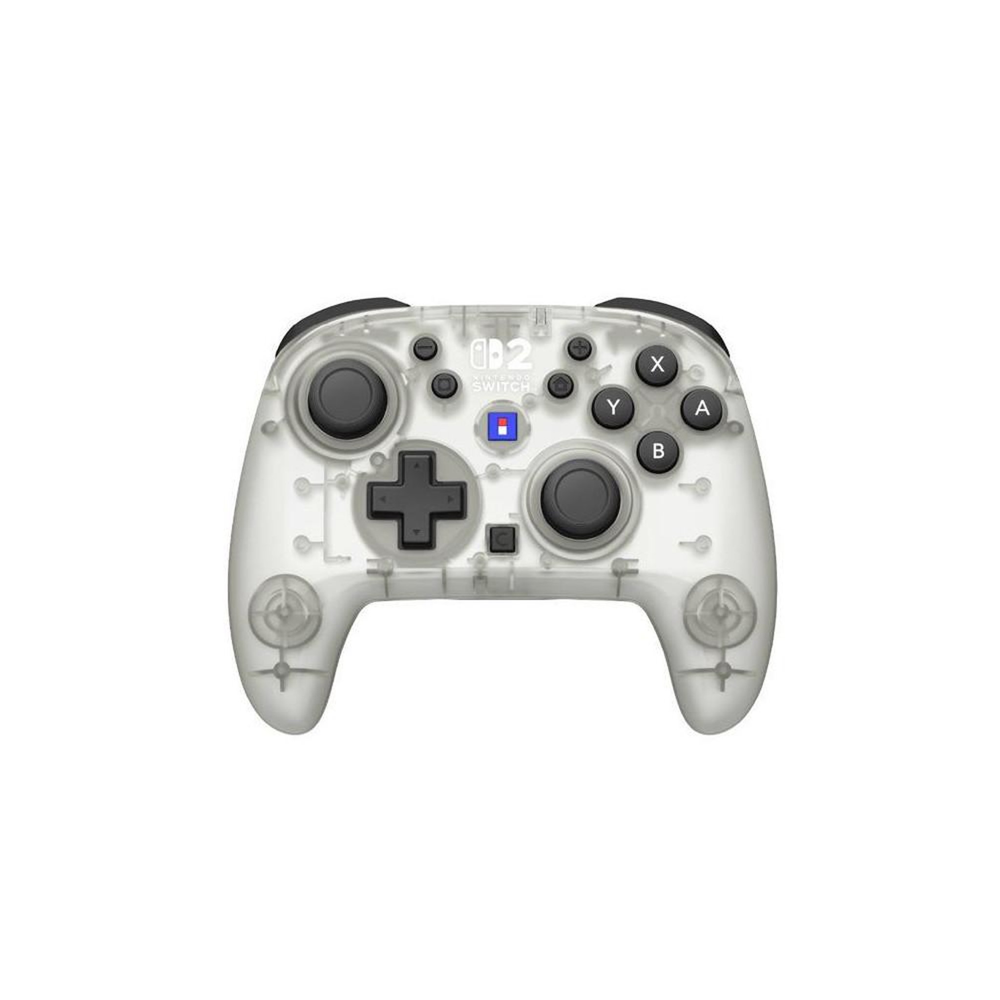 HORI Manette sans fil à technologie TMR Turbo Frost pour Nintendo Switch 2, Switch OLED et Switch Lite, blanc et transparent