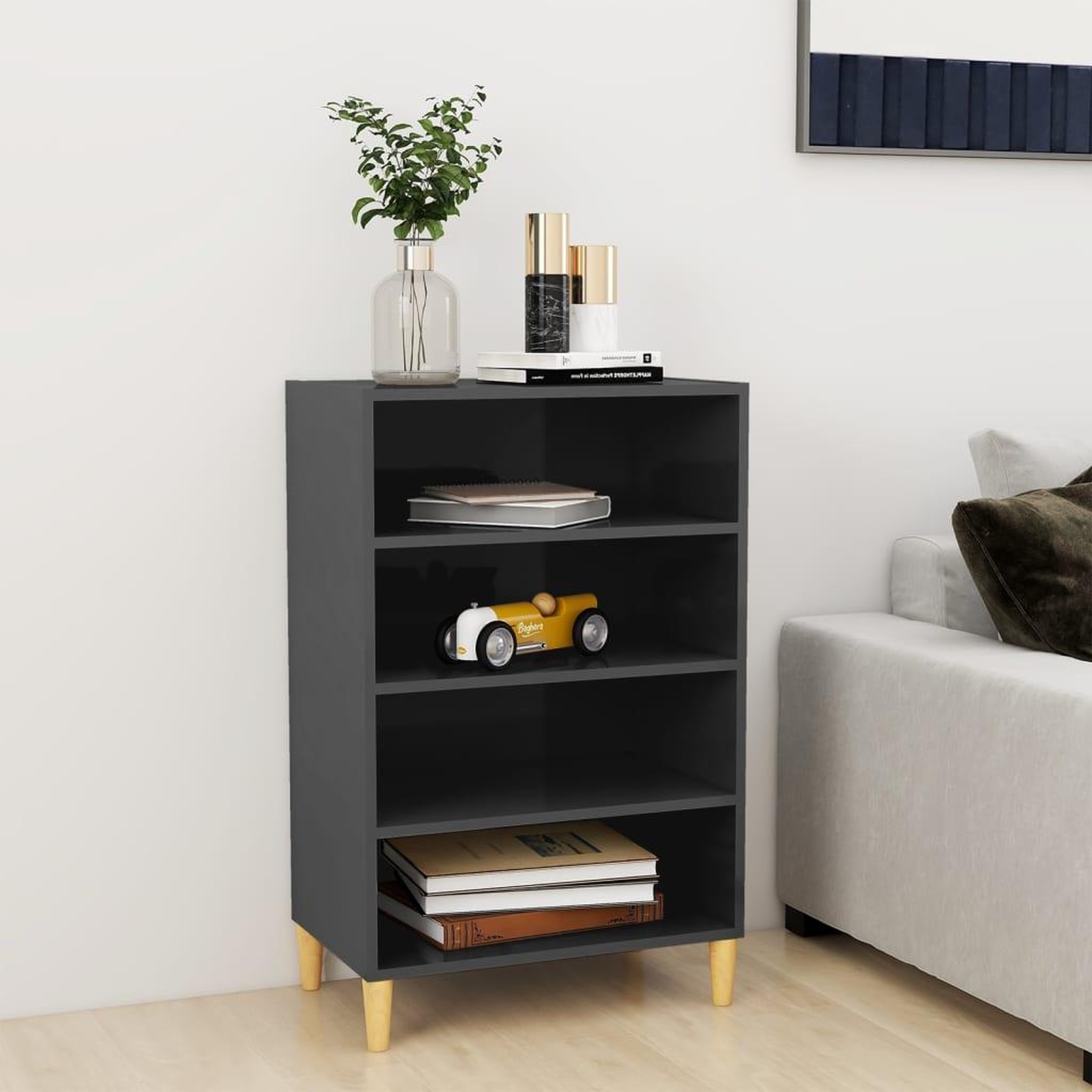 Voir la diapositive 1 : VIDAXL Buffet gris brillant 57x35x90 cm bois d'ingenierie