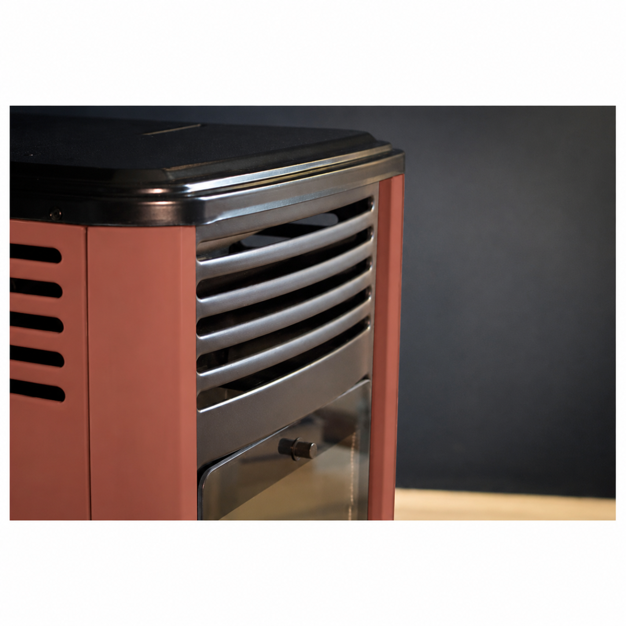 Voir la diapositive 5 : SAHARA Poêle à gaz 3,4KW Rouge - Chauffage d'appoint effet Feu de bois Manhattan Sahara