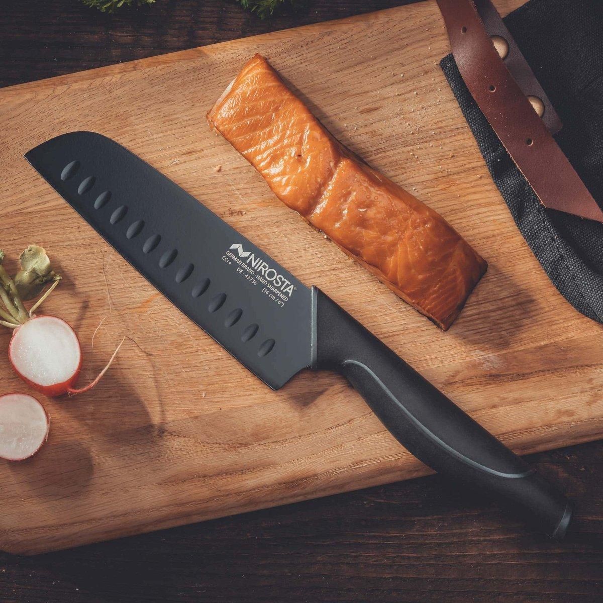 NIROSTA Couteau de cuisine Santoku lame de 16 cm Nirosta Black Edition