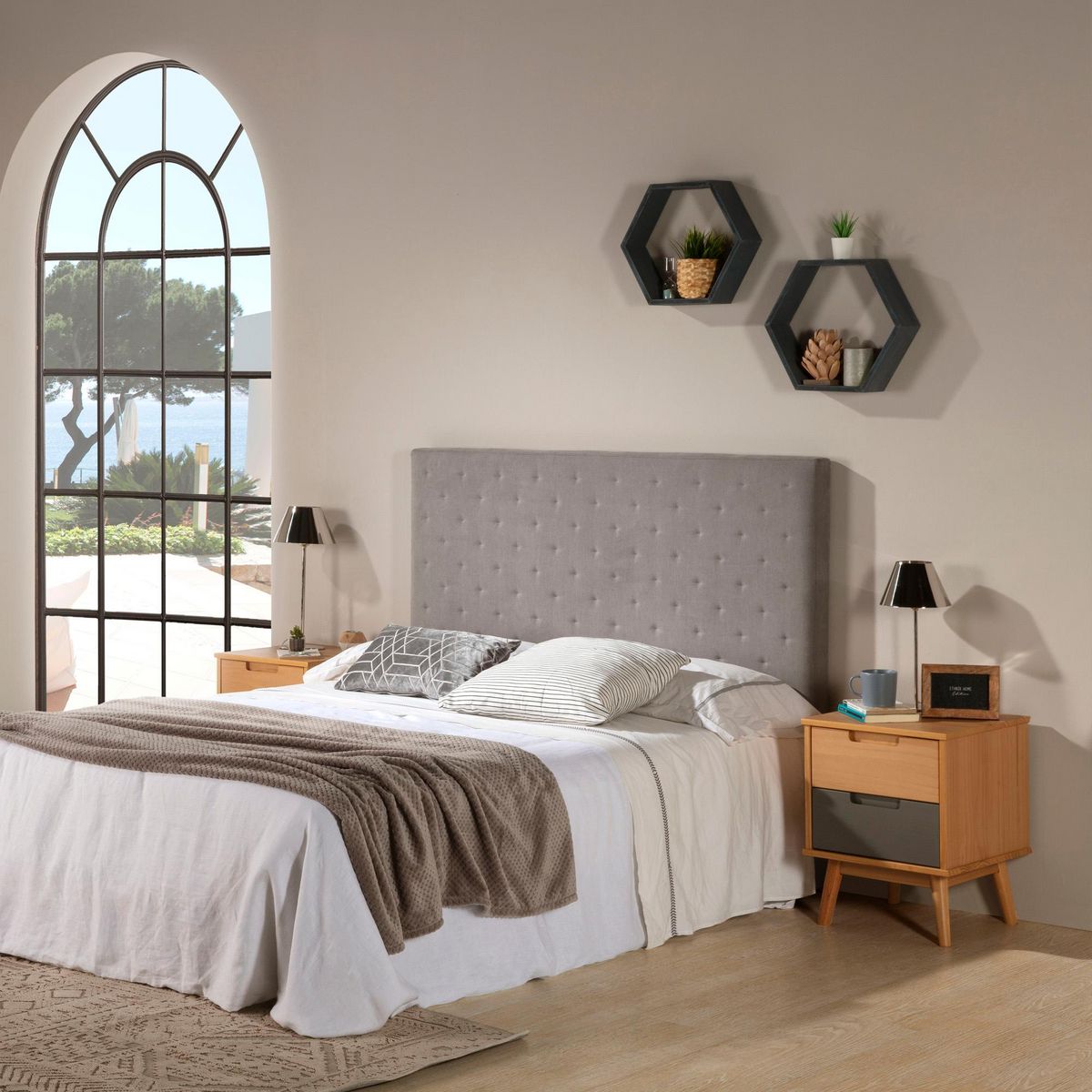 MARCKONFORT Tête de lit Malta 150x60 cm Couleur Gris, 8 cm d'épaisseur