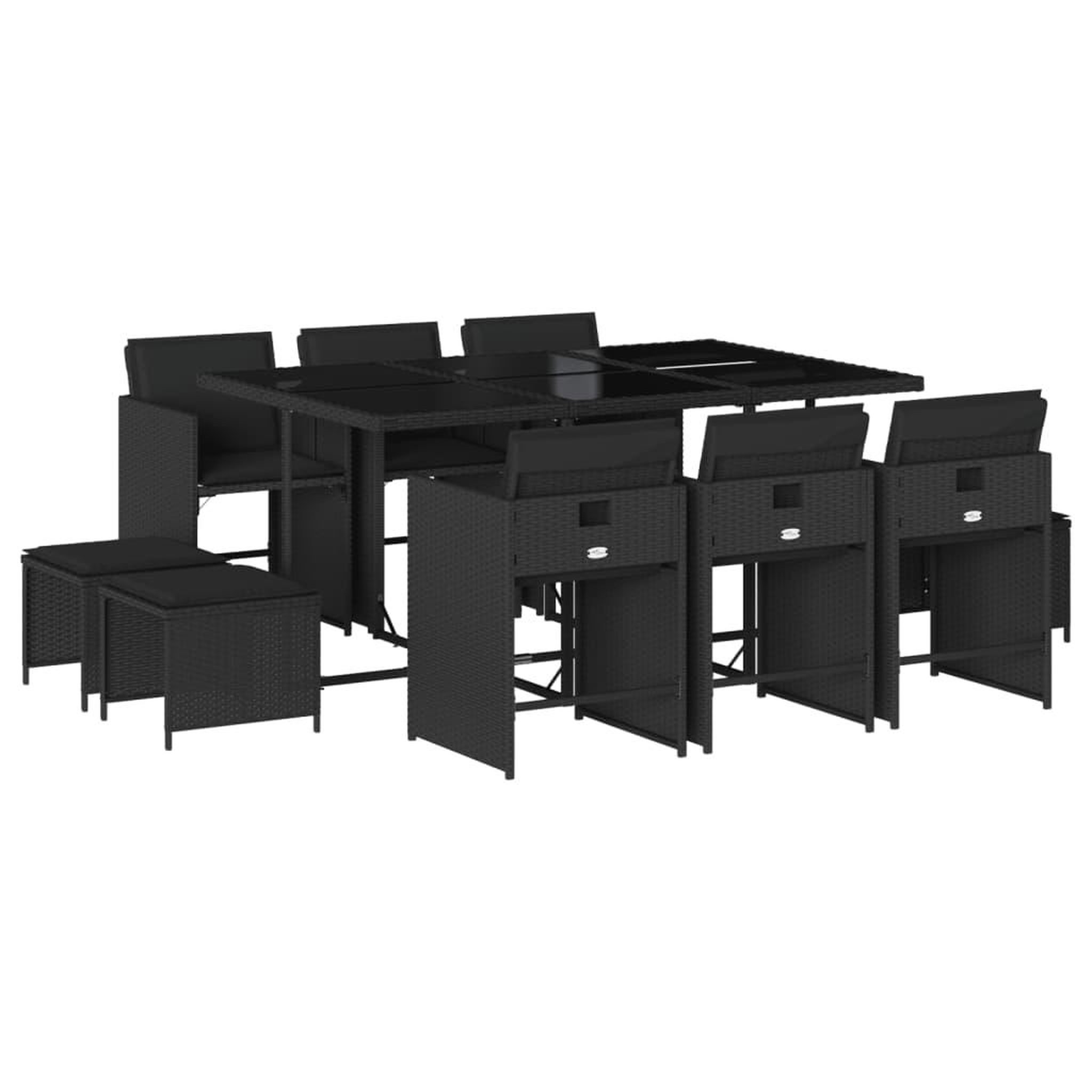 Voir la diapositive 2 : VIDAXL Ensemble a manger de jardin 11 pcs coussins noir resine tressee