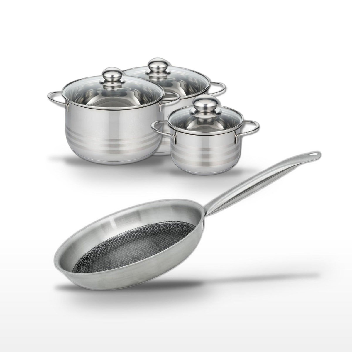 ELO Lot Poêle 24 cm & 3 Faitouts 16/20/24 cm Elo Relief Solution