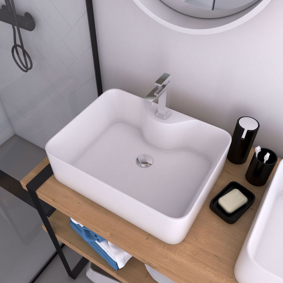 Vasque en céramique rectangulaire Dark fjord