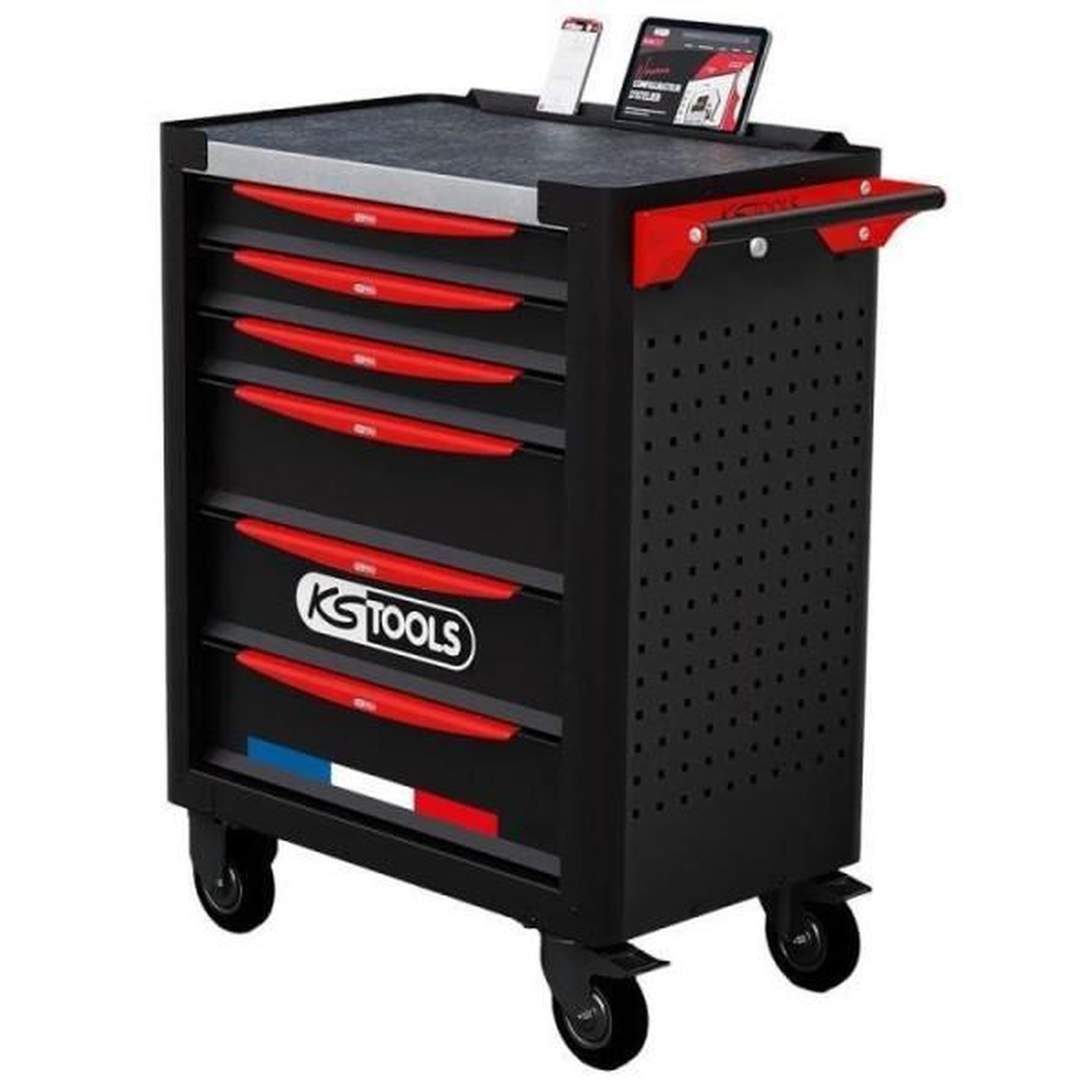 KS TOOLS Servante d'atelier - equipée - 6 tiroirs - ks tools - 824.6298f - noir - equipée de 298 outils pl - fabriquée en france