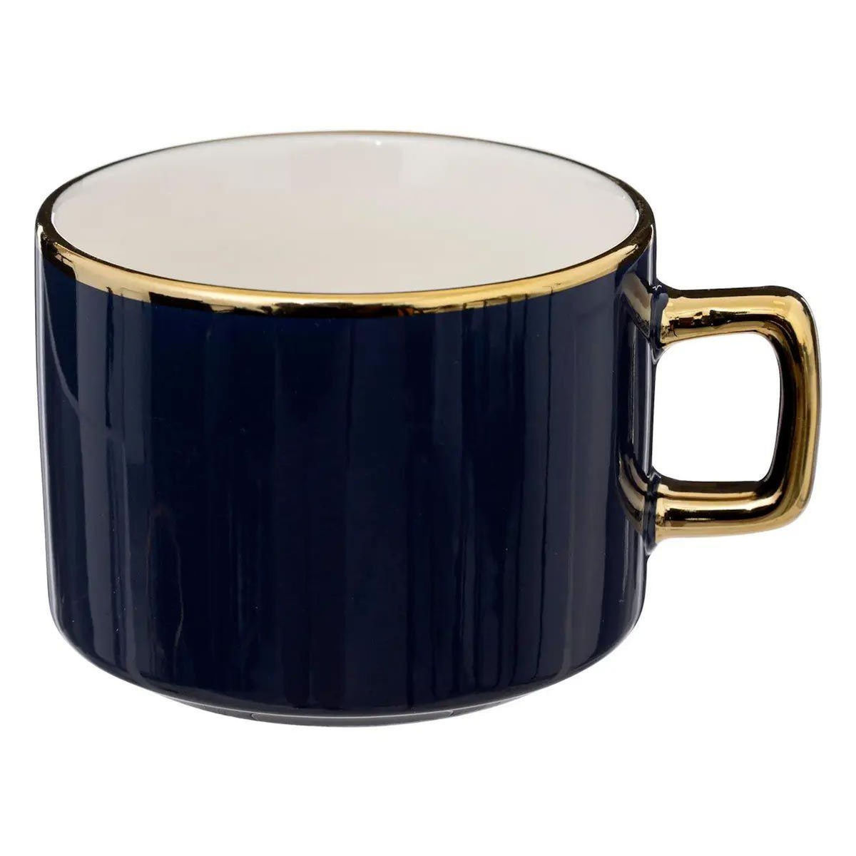 SECRET DE GOURMET Lot de 4 Mugs sur Rack  Etoiles  17cl Blanc & Bleu