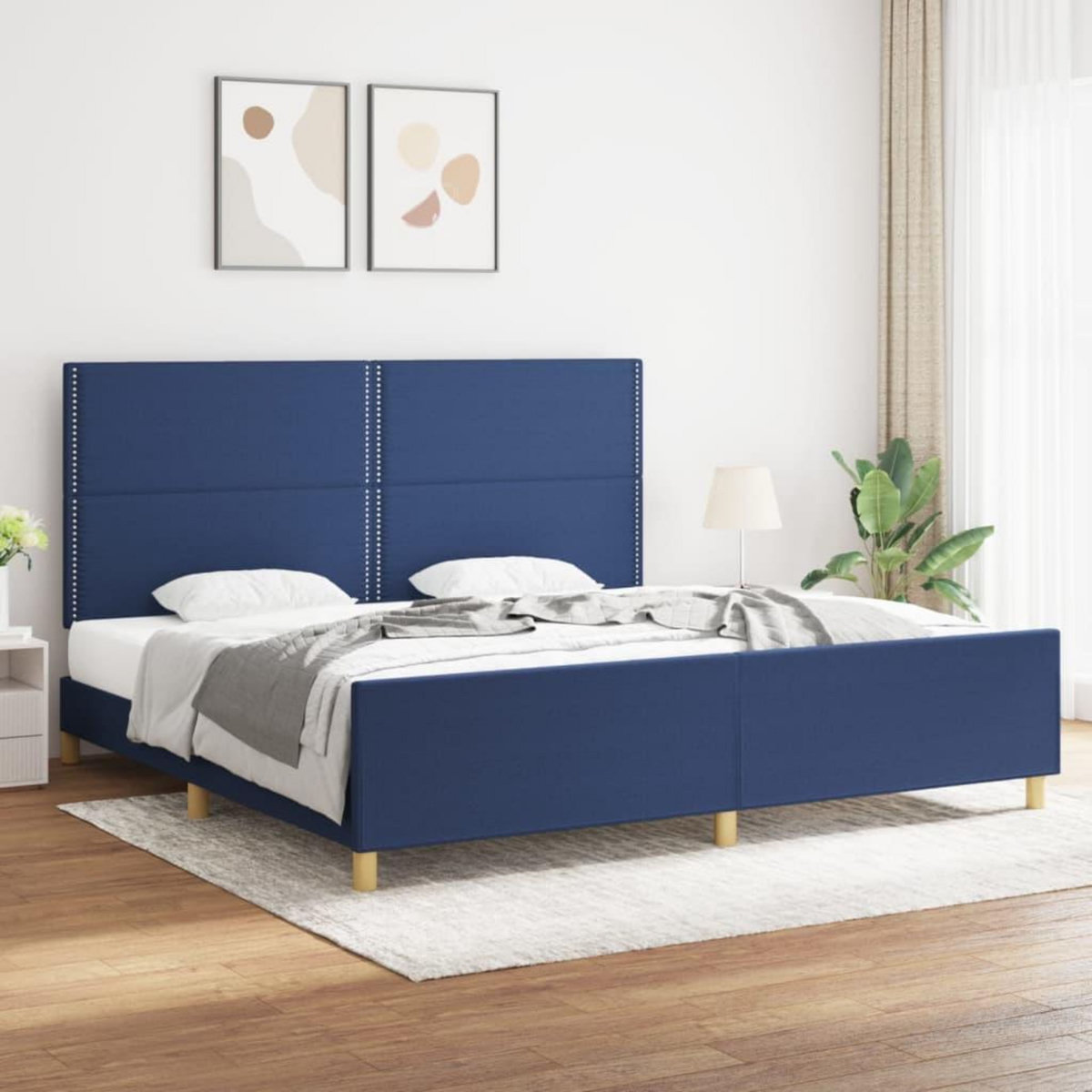 VIDAXL Cadre de lit sans matelas bleu 200x200 cm tissu