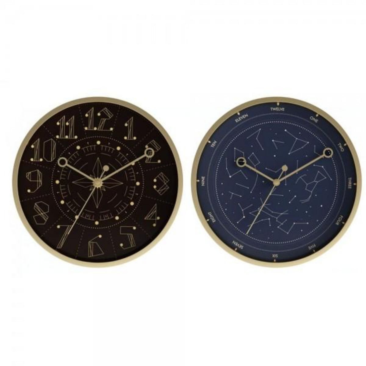 AAAAA Horloge Murale DKD Home Decor Bleu Noir Aluminium Plastique Moderne 30 x 4 x 30 cm (2 Unités)