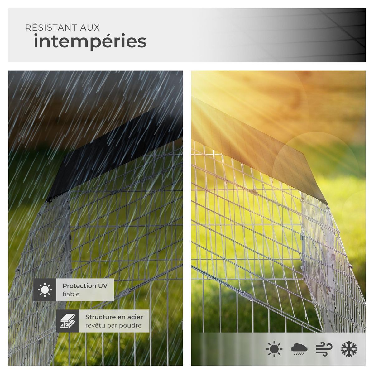 tectake Enclos pour rongeurs composé de 12 éléments grillagés noir