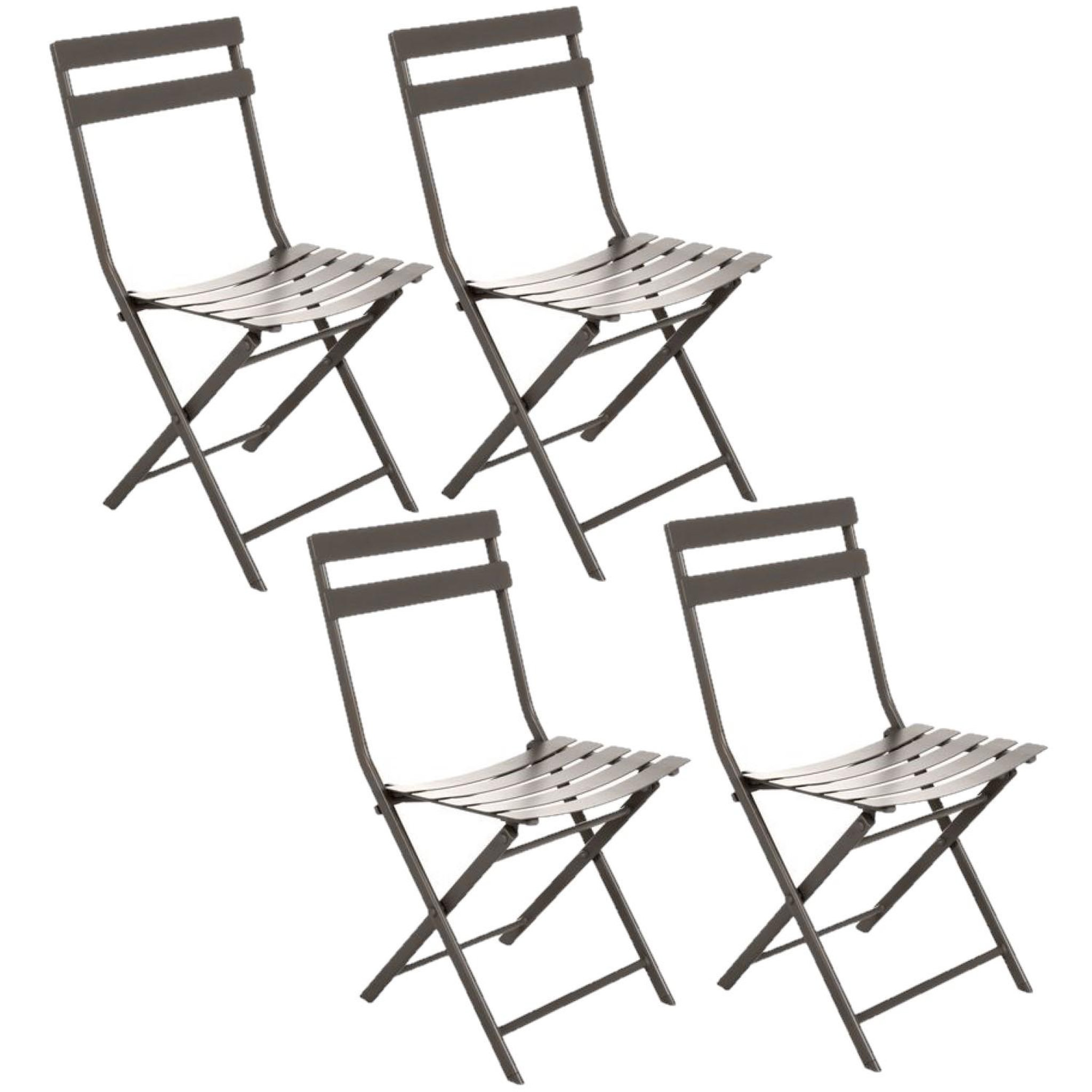TOILINUX Lot de 4 Chaises pliantes en métal Greensboro. Coloris disponibles : Gris, Bleu