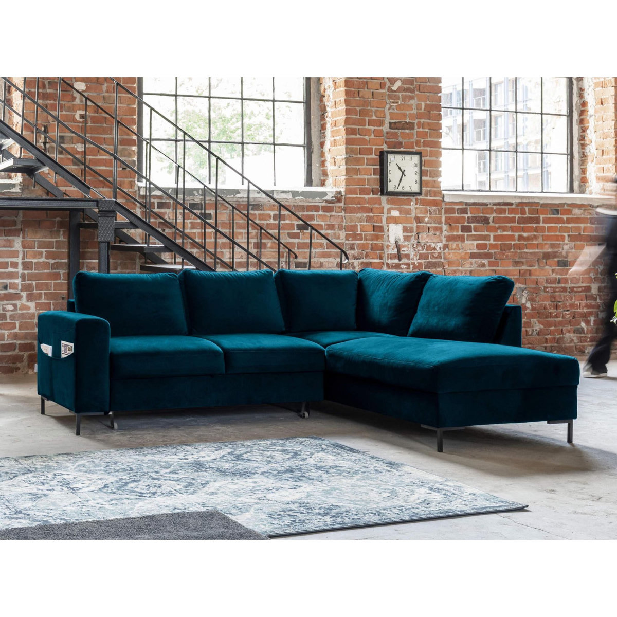 BEST MOBILIER Lilly - canapé d'angle droit - 5 places - convertible - en velours