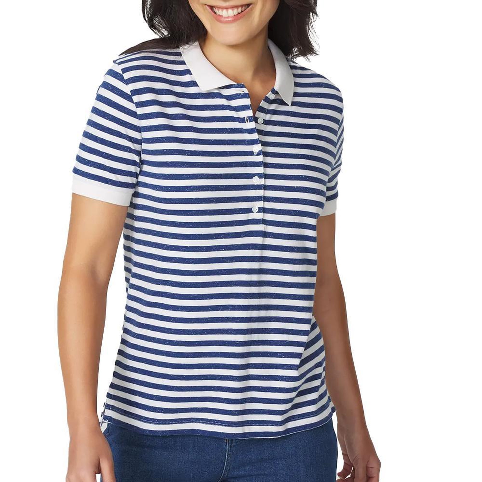 Voir la diapositive 1 : TBS Polo Bleu/Blanc Femme TBS ADIOLPOL