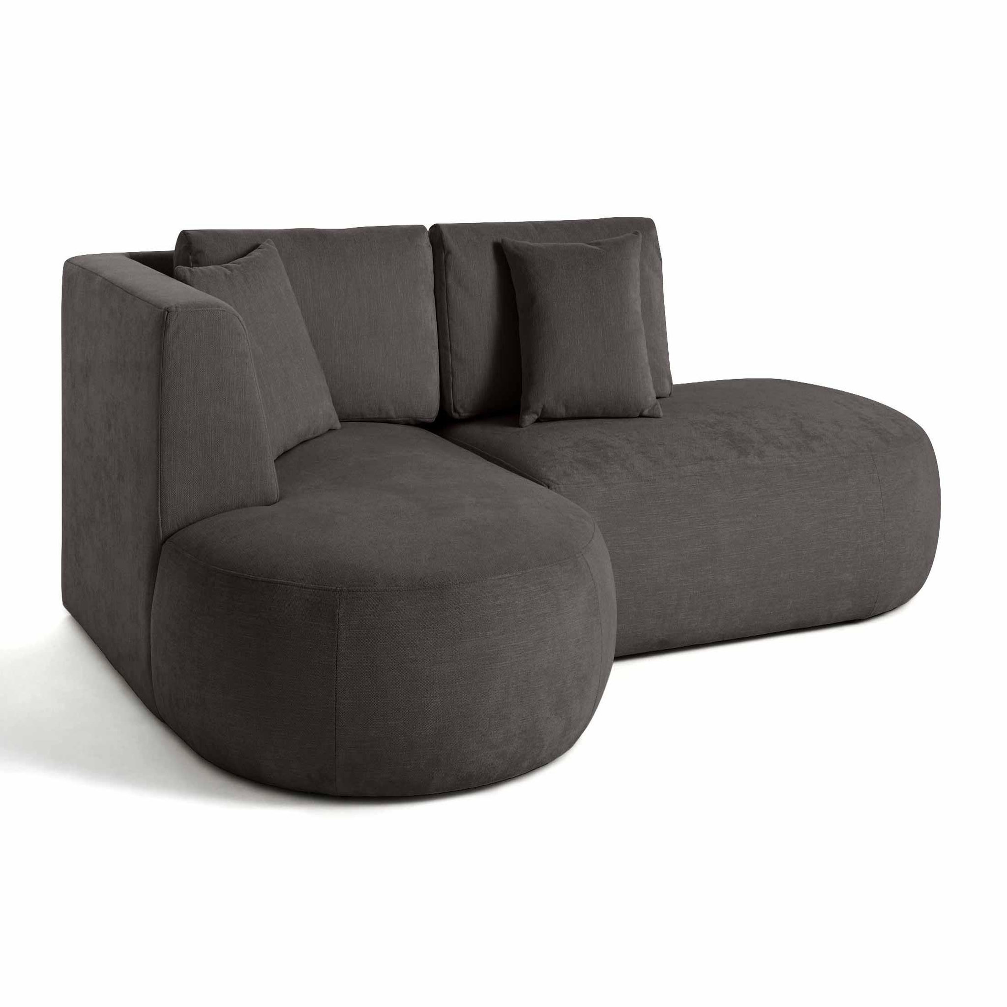 Voir la diapositive 4 : LISA DESIGN Santorini - canapé modulable d'angle gauche + pouf - 4 places - en tissu texturé