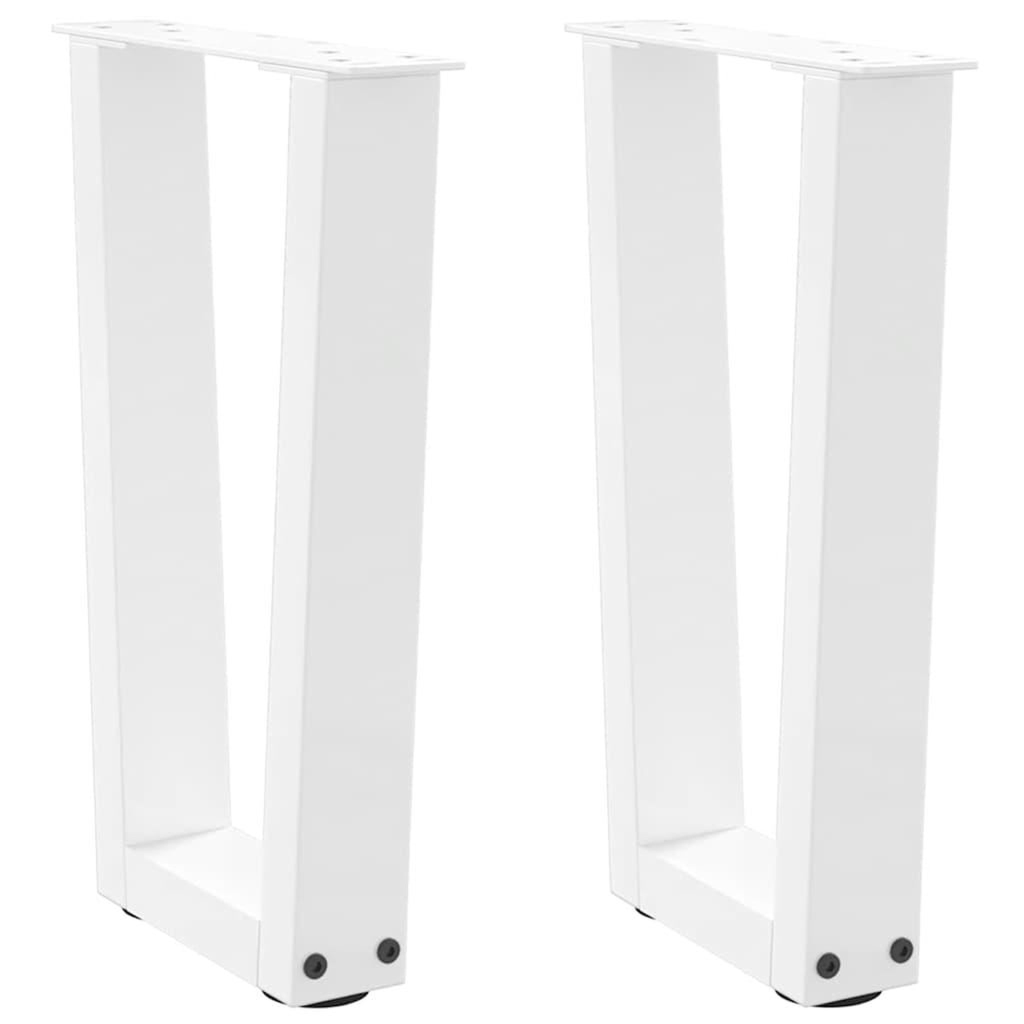 VIDAXL Pieds de table a manger forme de V 2 pcs blanc 38x(42-43,3) cm