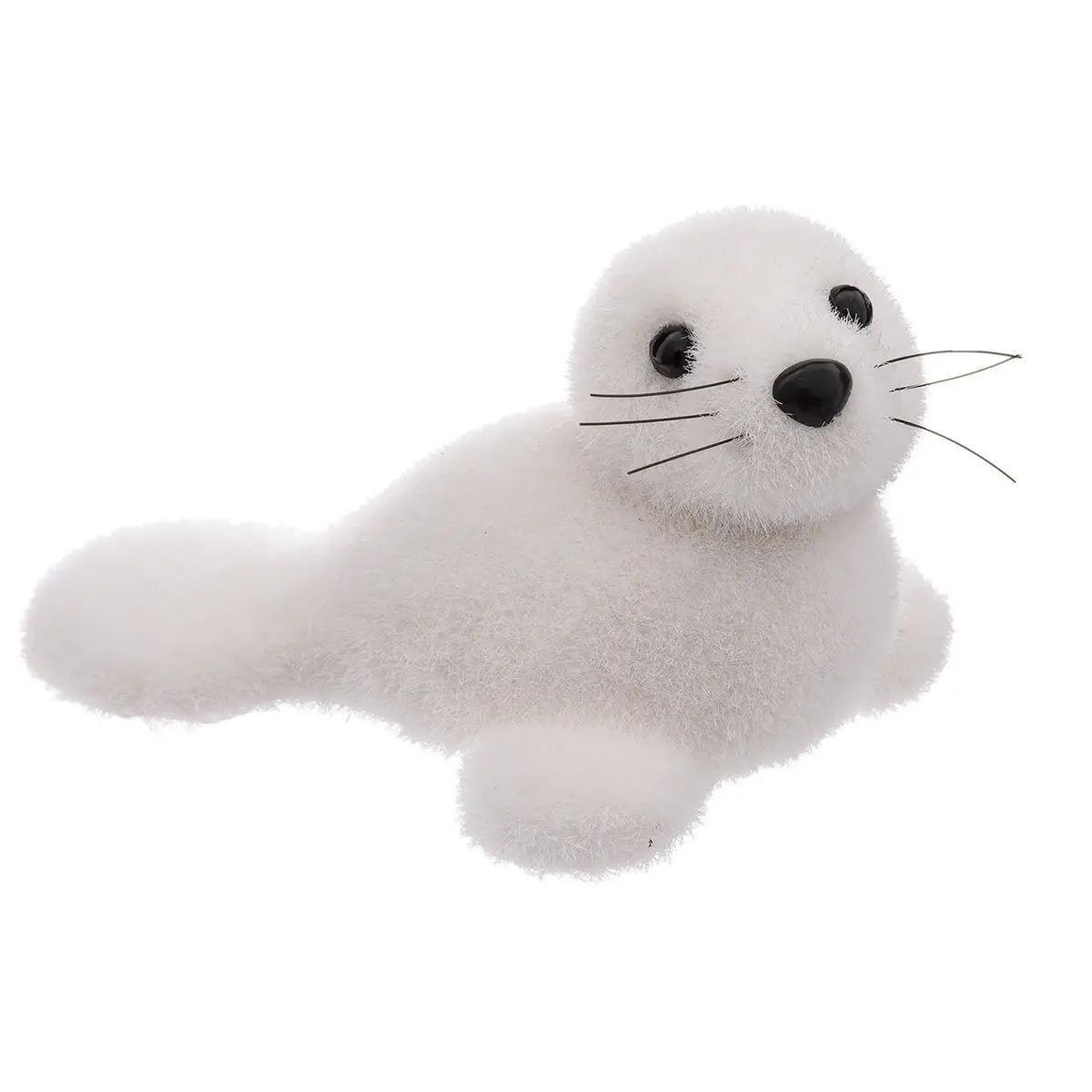 ATMOSPHERA Statuette déco bébé phoque  manteau  16cm blanc