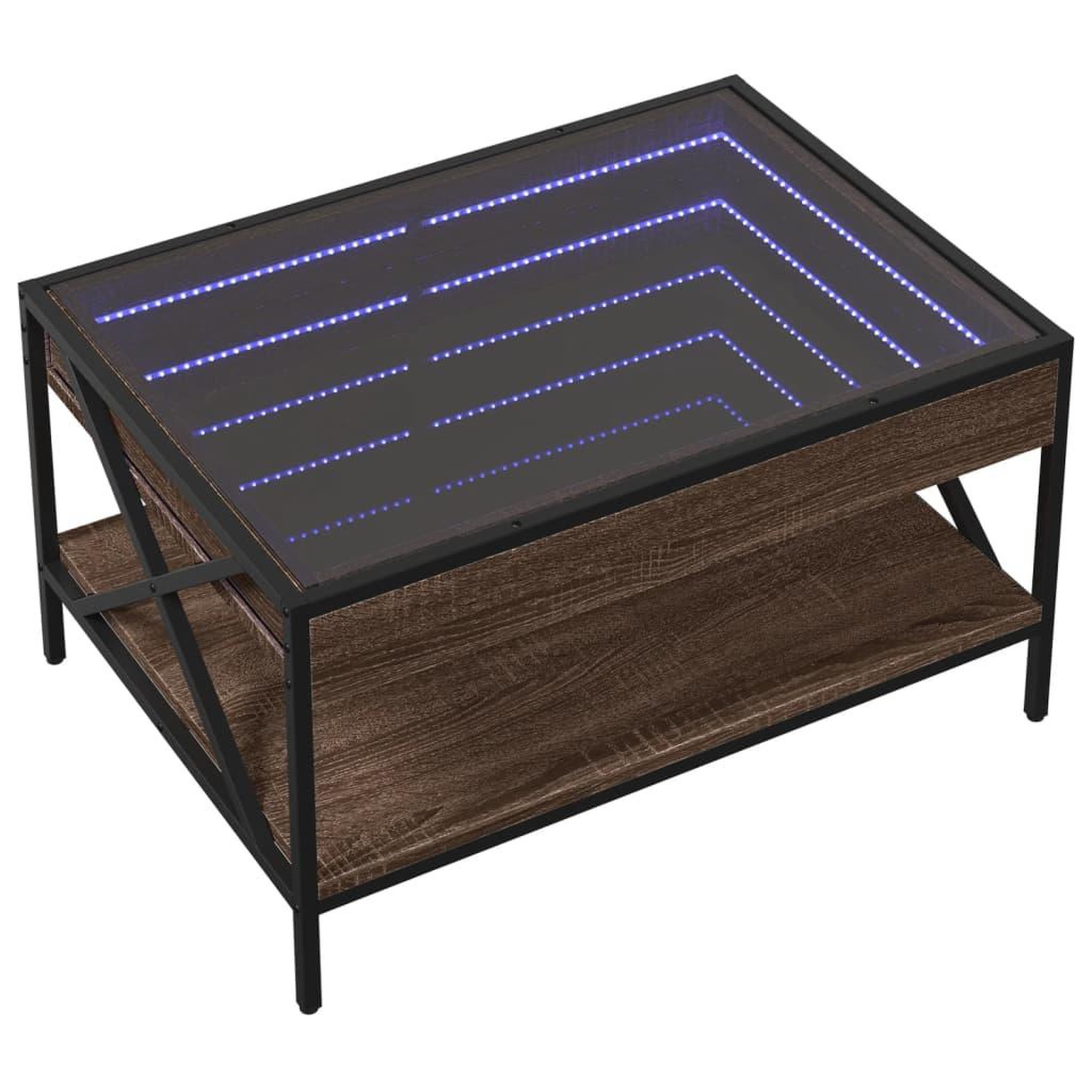 Voir la diapositive 3 : VIDAXL Table basse avec LED infini chene marron 70x50x38 cm