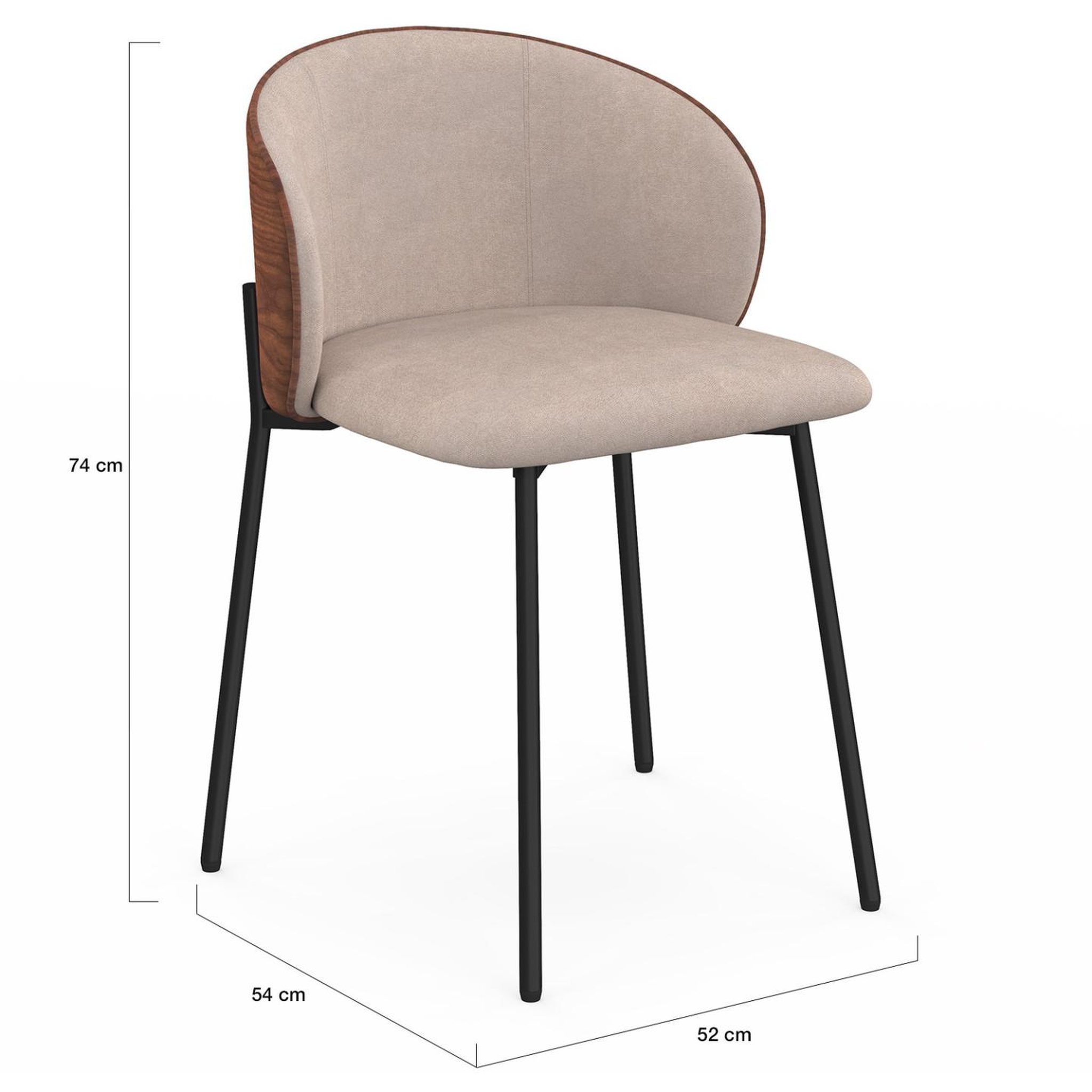 Voir la diapositive 5 : ID MARKET Lot de 4 chaises PENNY en tissu taupe et dossier effet noyer pour salle à manger