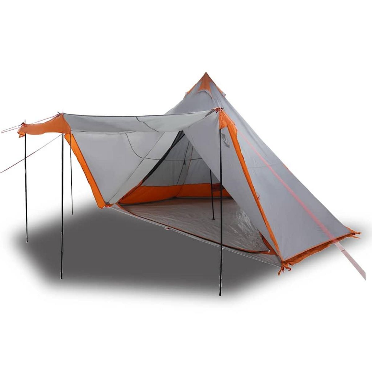 VIDAXL Tente familiale tipi 6 personnes gris et orange impermeable