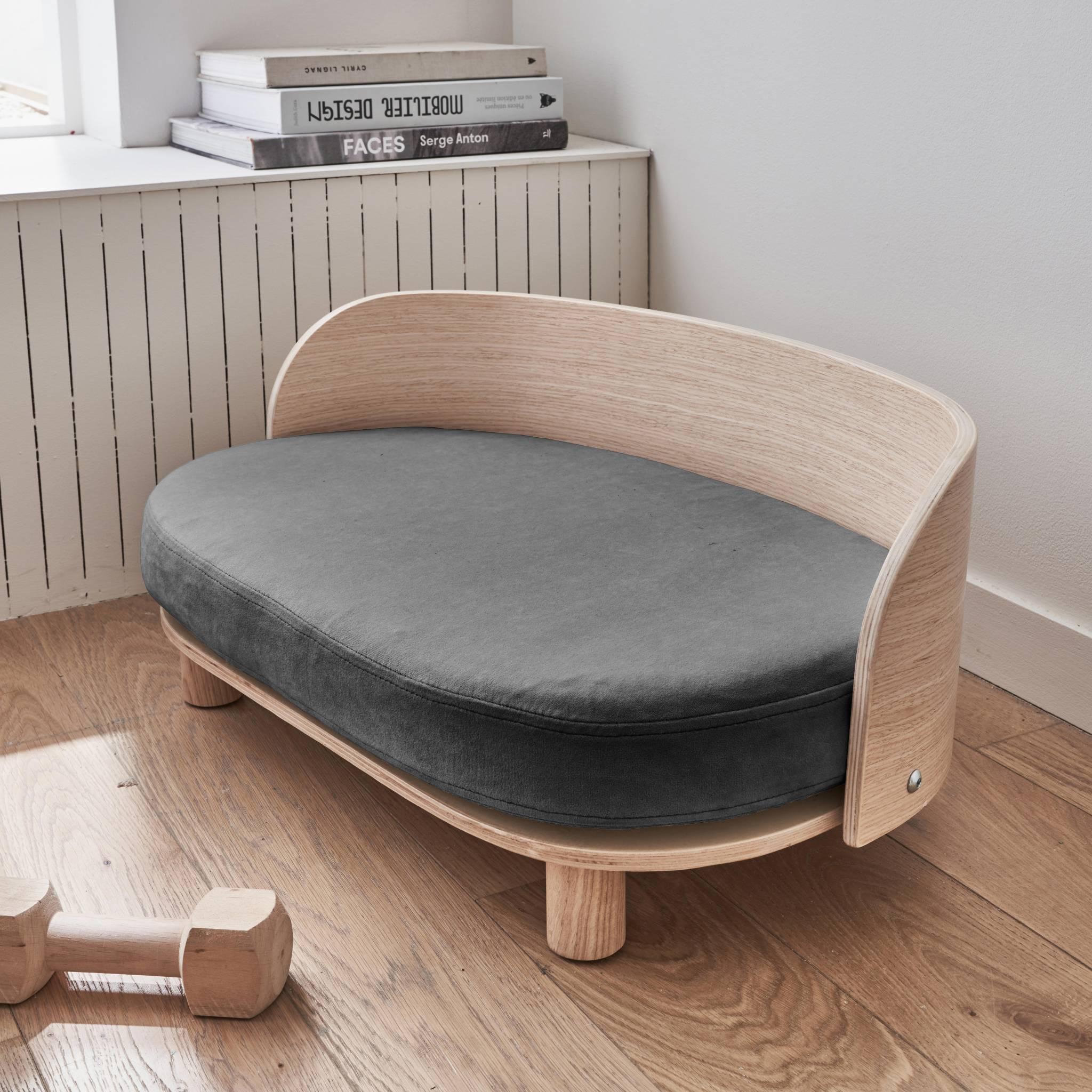 Voir la diapositive 3 : SWEEEK Panier pour chien et chat, lit pour animaux de compagnie, en bois