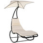 Voir la diapositive 1 : OUTSUNNY Bain de soleil transat à bascule design contemporain avec pare-soleil, matelas grand confort, tétière métal époxy noir polyester crème