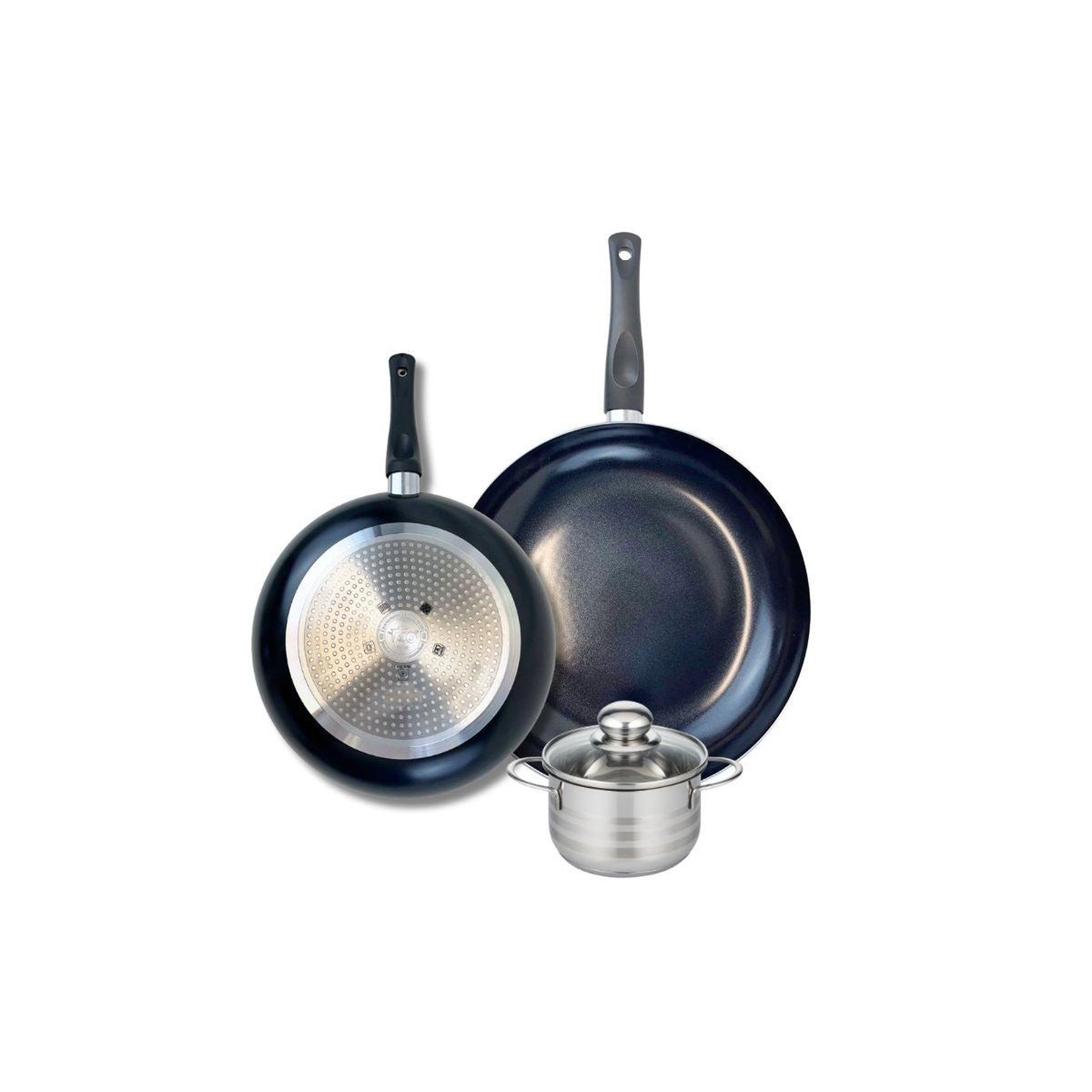 ELO Ensemble de 2 poêles de cuisson 24 et 28 cm et 1 faitout 12 cm elo prima brillant