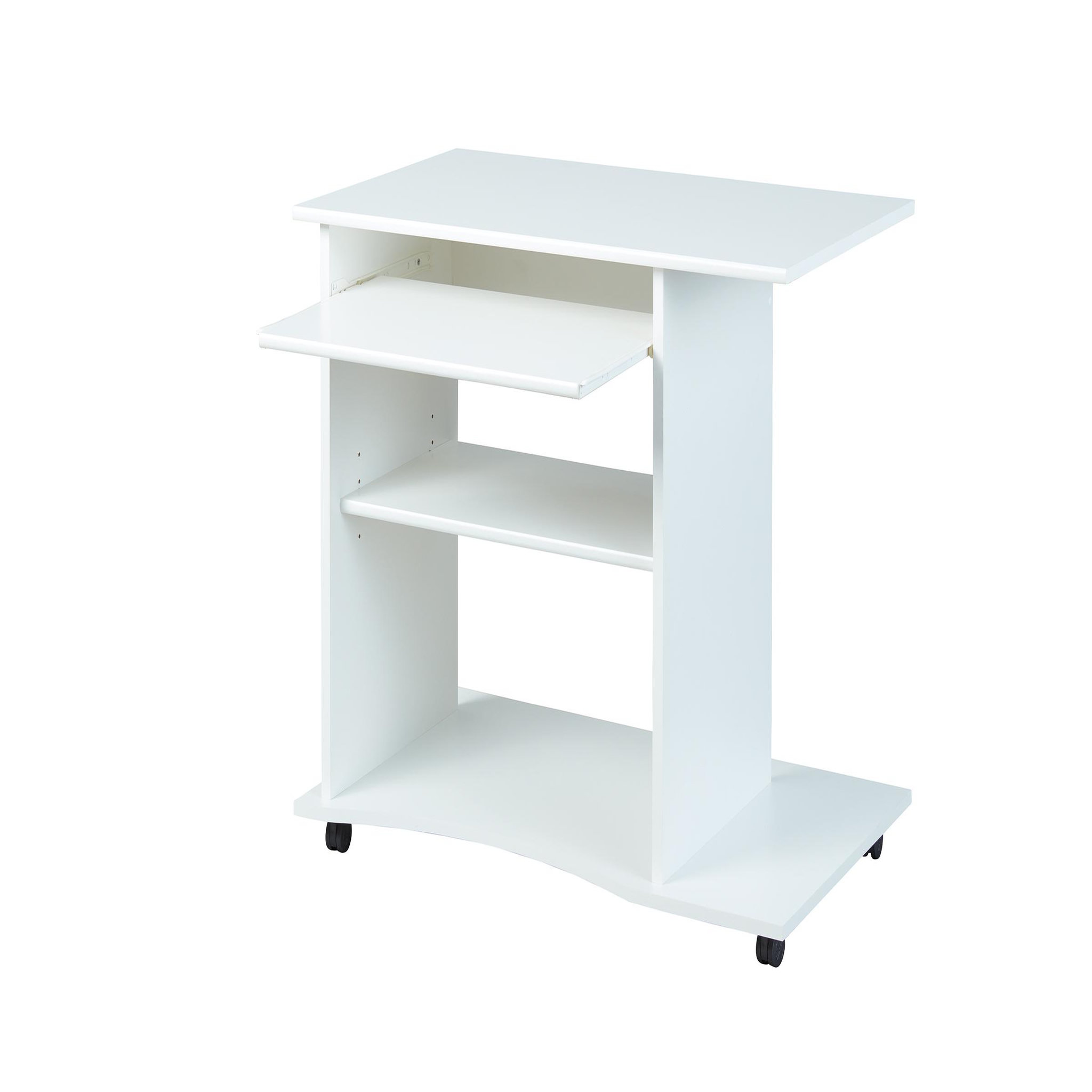 Voir la diapositive 6 : Bureau droit informatique avec tablette coulissante et roulettes L80cm  ADRIEN