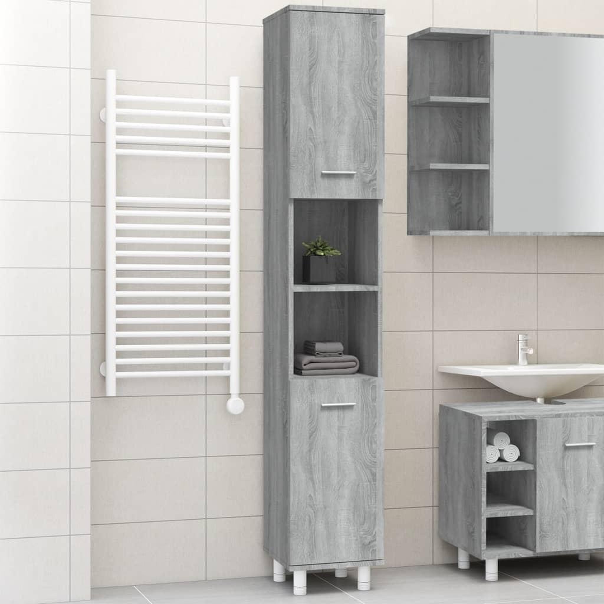 Voir la diapositive 1 : VIDAXL Armoire de bain Sonoma gris 30x30x179 cm Bois d'ingenierie