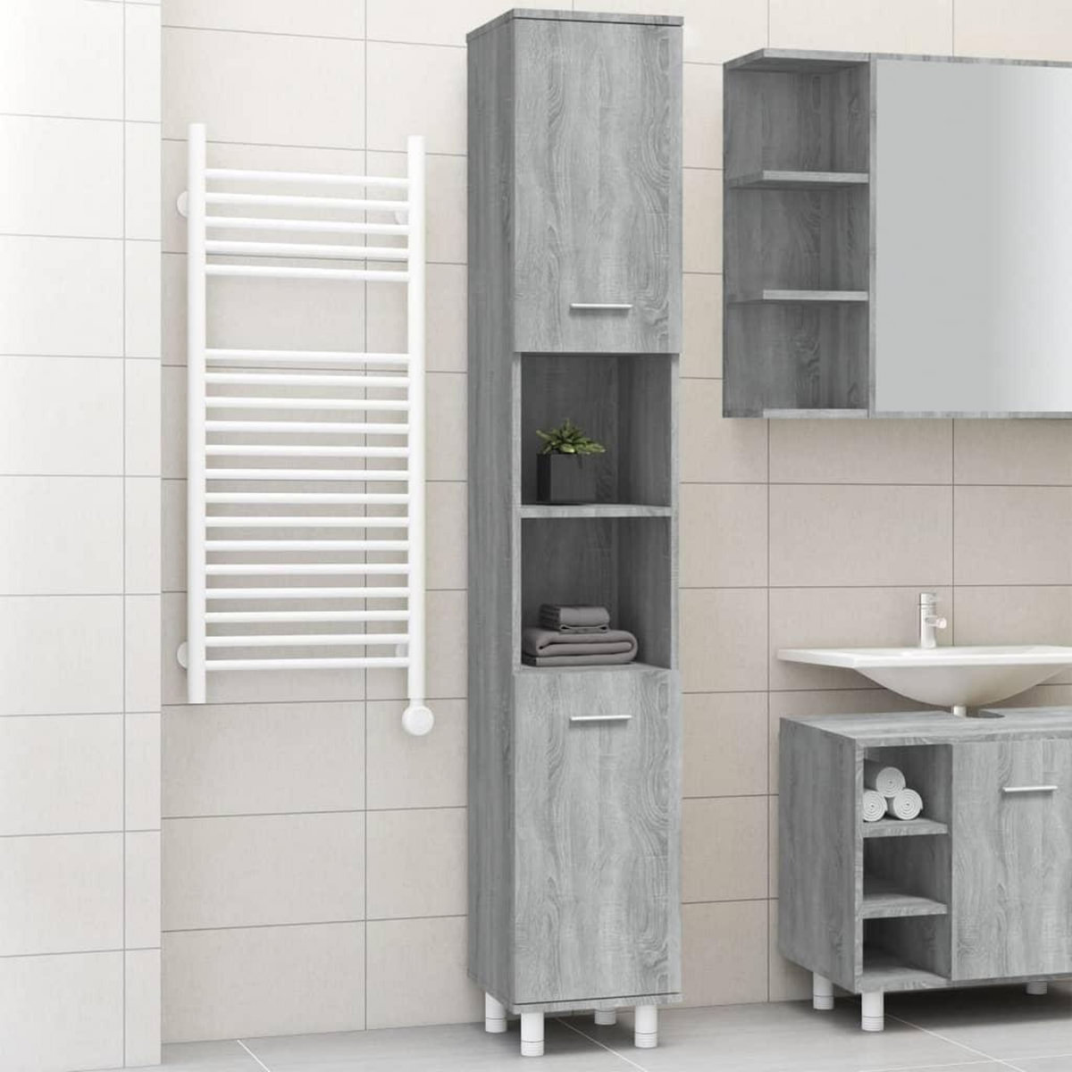 VIDAXL Armoire de bain Sonoma gris 30x30x179 cm Bois d'ingenierie