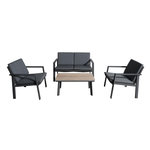 Proloisirs Set ensemble 4 pièces Sun en aluminium/SPC avec coussins - graphite/oak/gris