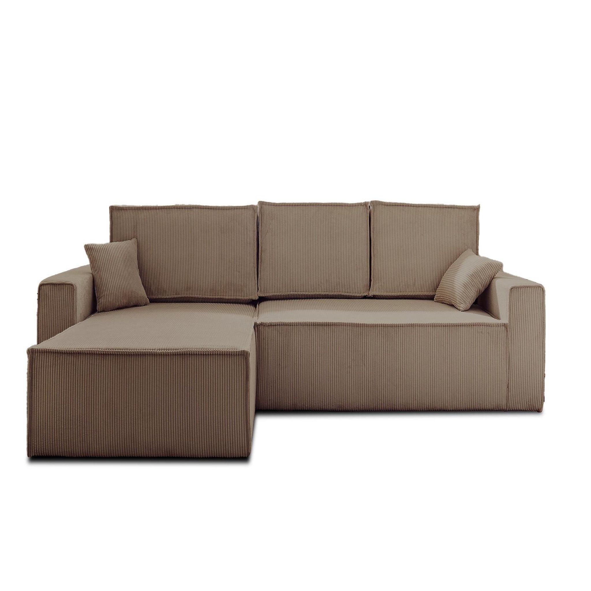 Voir la diapositive 1 : BEST MOBILIER Dellia - canapé d'angle réversible convertible - avec coffre - en velours côtelé - 4 places