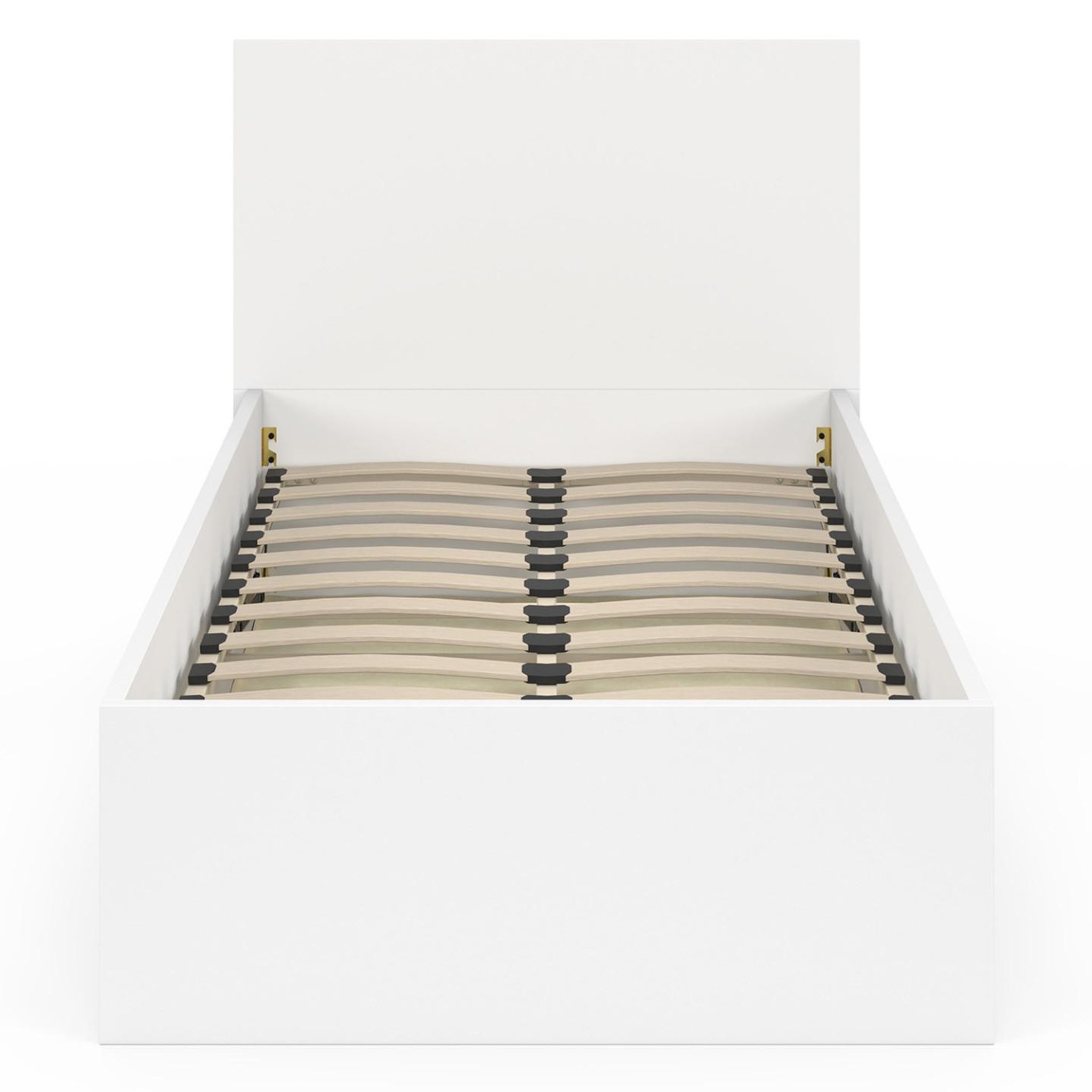 Voir la diapositive 3 : ID MARKET Lit coffre simple seaside avec tête de lit et sommier 90 x 190 cm blanc
