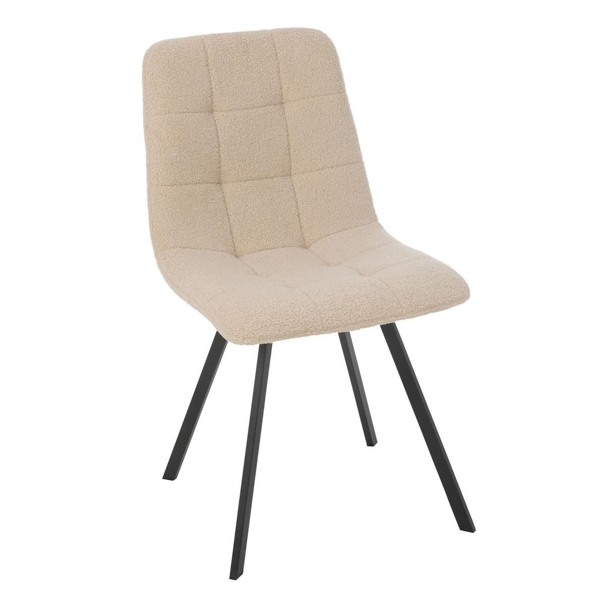 J-LINE Chaise matelassée bouclette  clark  85cm blanc
