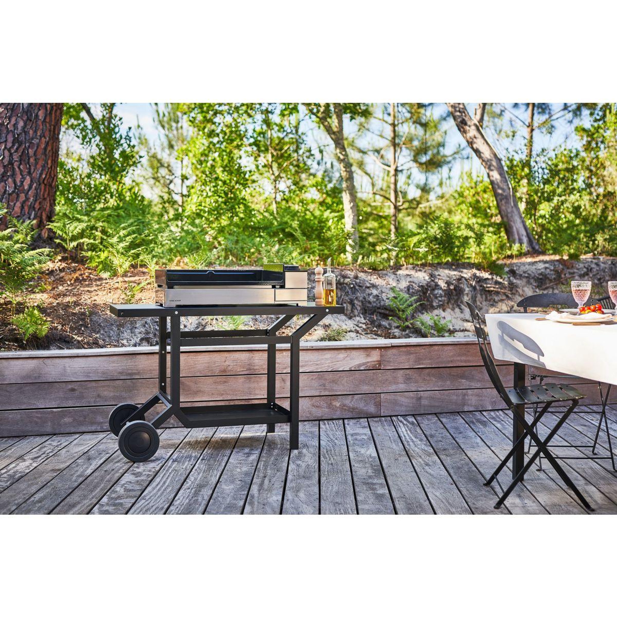 Voir la diapositive 2 : FORGE ADOUR Desserte plancha acier noir tra n
