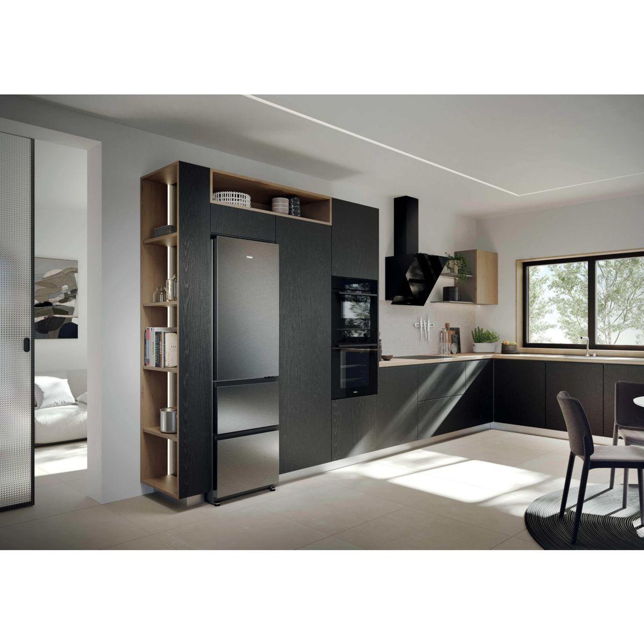 Voir la diapositive 5 : HAIER Réfrigérateur combiné HTR3518ENMX