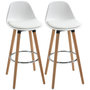 Voir la diapositive 1 : HOMCOM Tabourets de bar style scandinave - lot de 2 tabourets de bar avec repose-pieds - piètement bois de hêtre assise PU blanc