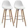 Voir la diapositive 1 : HOMCOM Tabourets de bar style scandinave - lot de 2 tabourets de bar avec repose-pieds - piètement bois de hêtre assise PU blanc