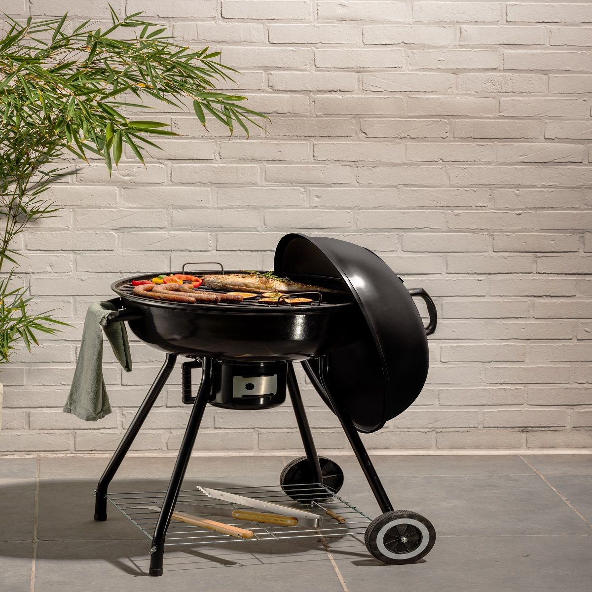 GARDENSTAR Barbecue charbon de bois en acier émaillé KETTLE