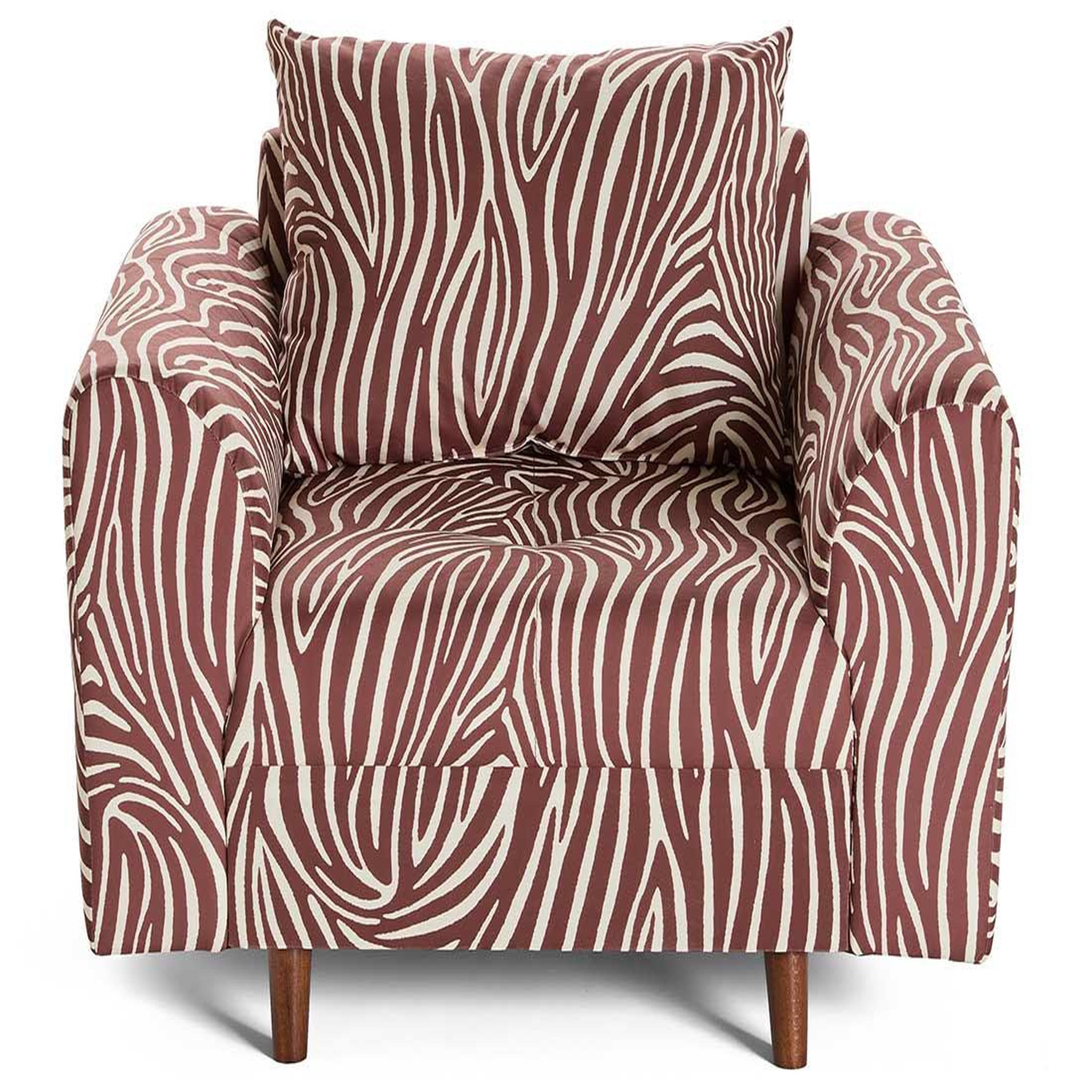 BEST MOBILIER Rune - fauteuil zèbre en velours. Coloris disponibles : Marron