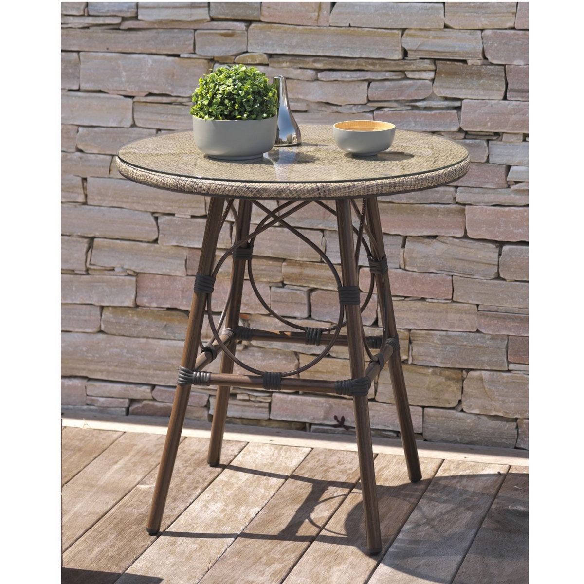 DCB GARDEN Table de jardin - 2 places - Aluminium - Marron - USHAIA