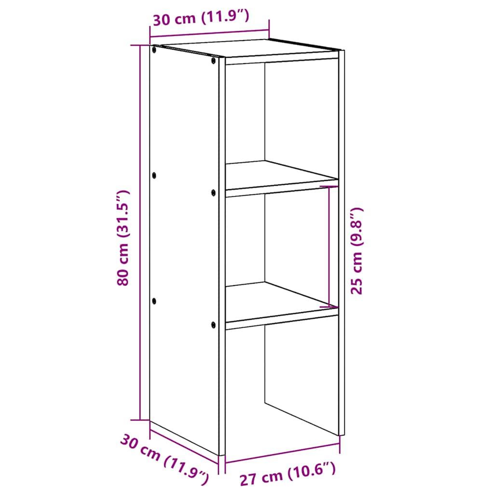 Voir la diapositive 6 : VIDAXL Bibliotheque empilable vieux bois 30x30x80 cm bois d'ingenierie