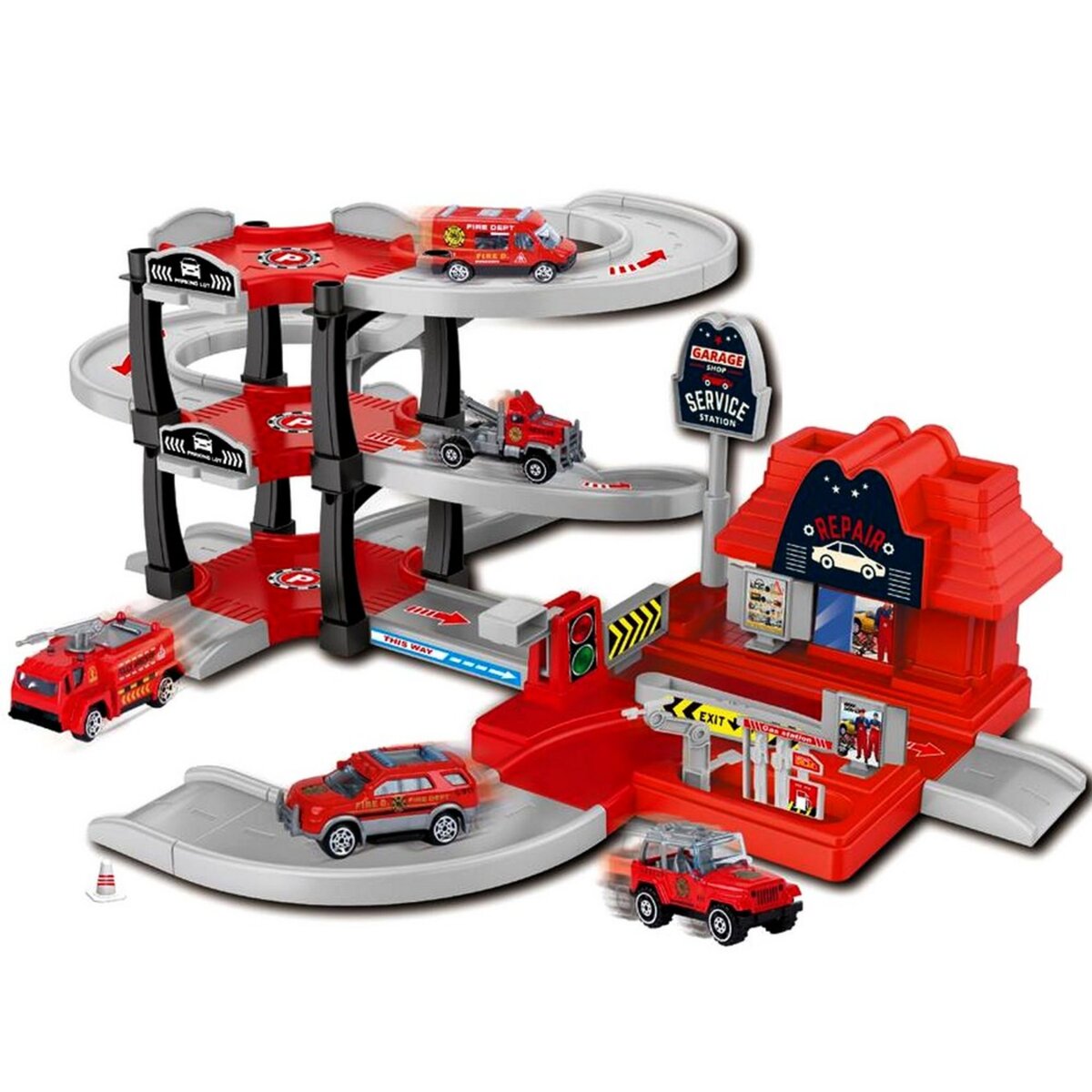 Garage Majorette : Garage Motor City Plus avec 1 véhicule - Jeux et jouets  Majorette - Avenue des Jeux