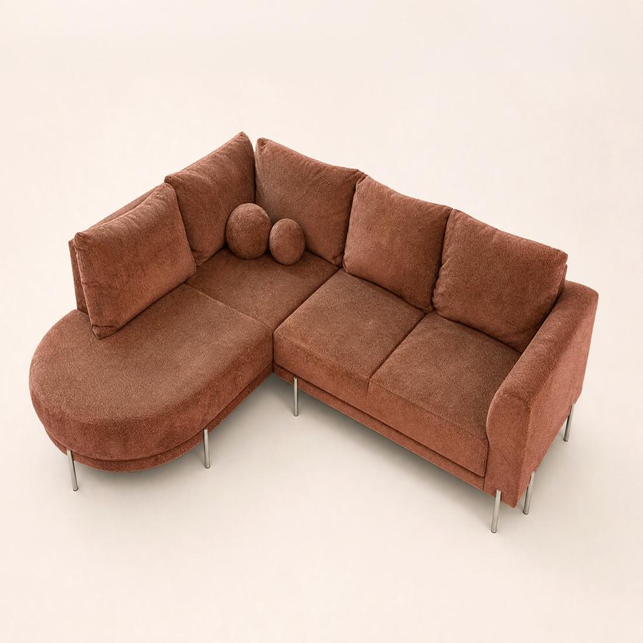 Voir la diapositive 5 : BEST MOBILIER Gabin - canapé d'angle gauche 5 places en velours texturé