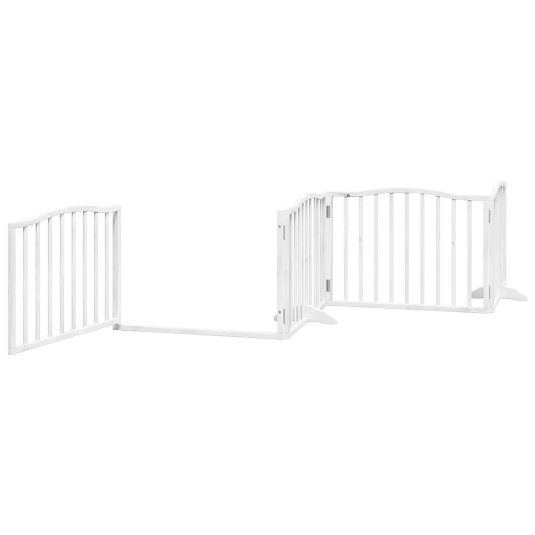 Voir la diapositive 4 : VIDAXL Barriere pour chiens et porte 4 panneaux blanc bois de peuplier