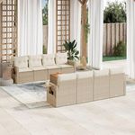 VIDAXL Salon de jardin avec coussins 9 pcs beige resine tressee