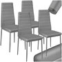 Voir la diapositive 1 : tectake Ensemble de chaises de salle à manger rembourrées avec revêtement aspect cuir gris Lot de 4