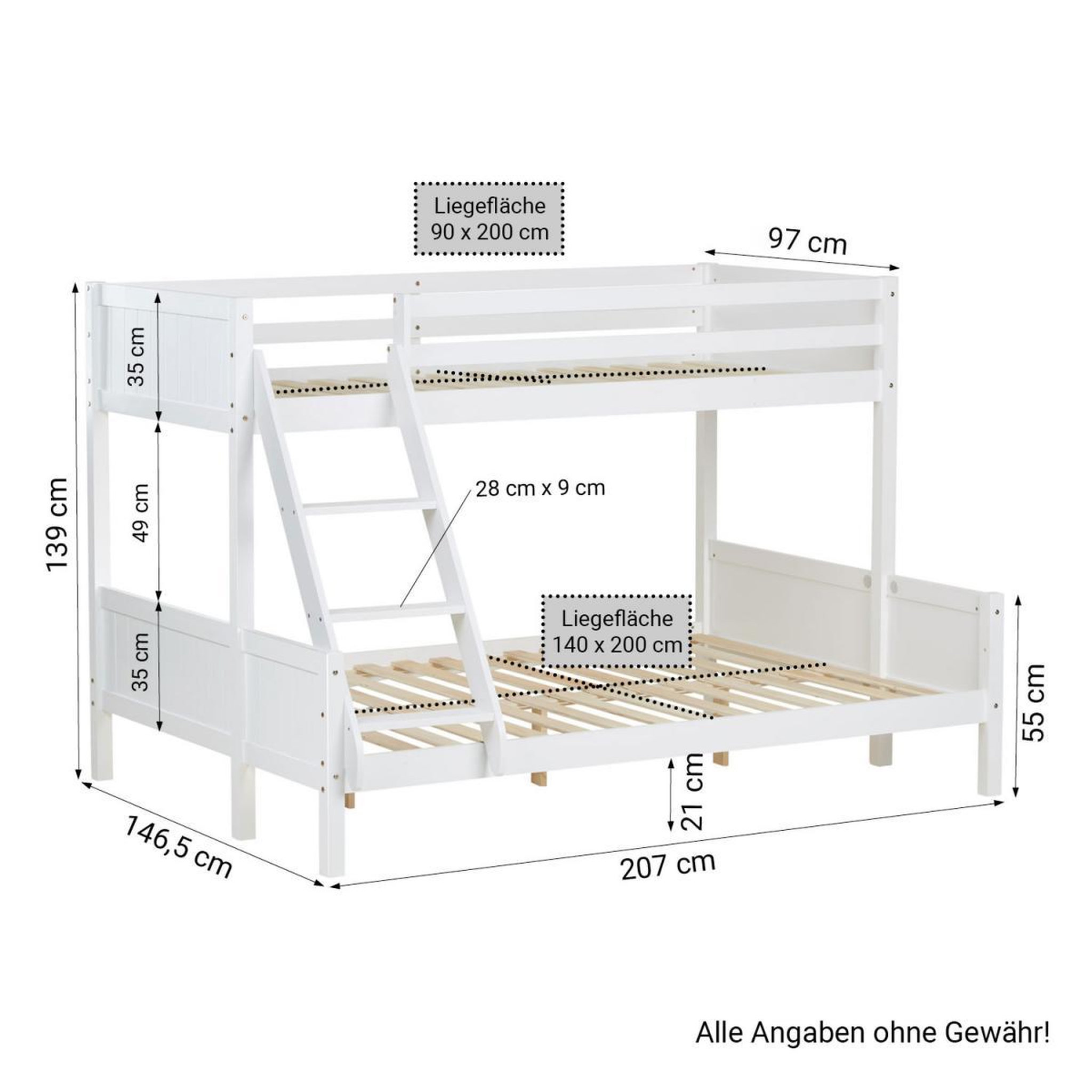 Voir la diapositive 5 : HomeStyle4U Lits superposes 90x200 et140x200 blanc