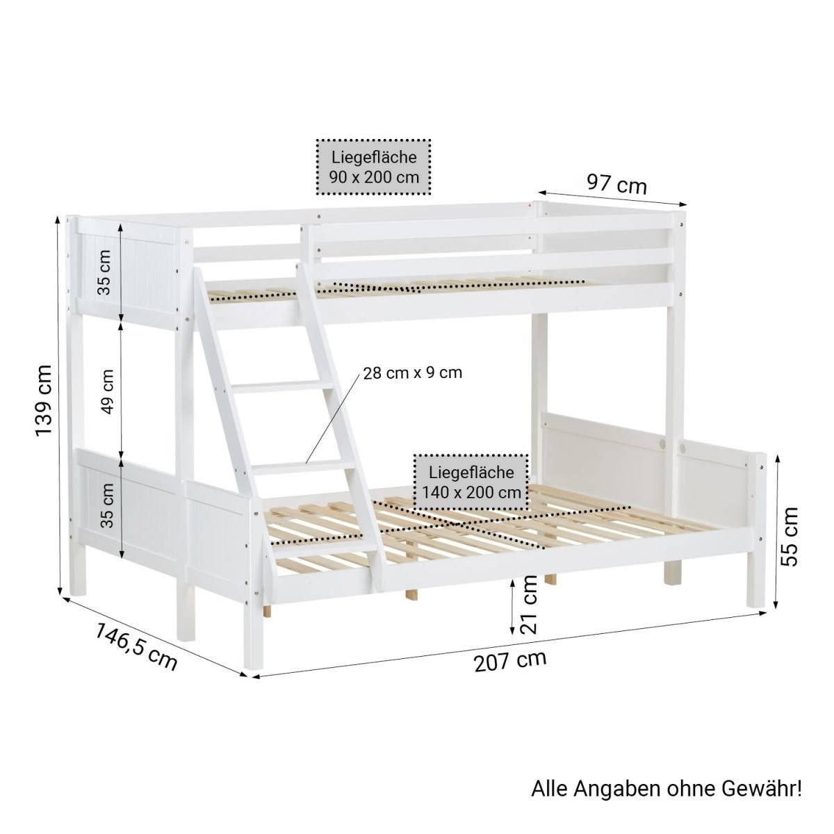 HomeStyle4U Lits superposes 90x200 et140x200 blanc