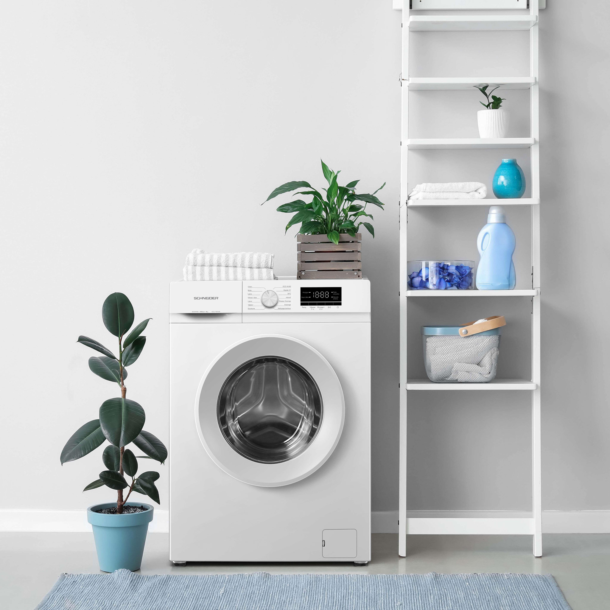 Voir la diapositive 2 : SCHNEIDER Lave linge frontal 6kg Blanc - SCLLF106-WA