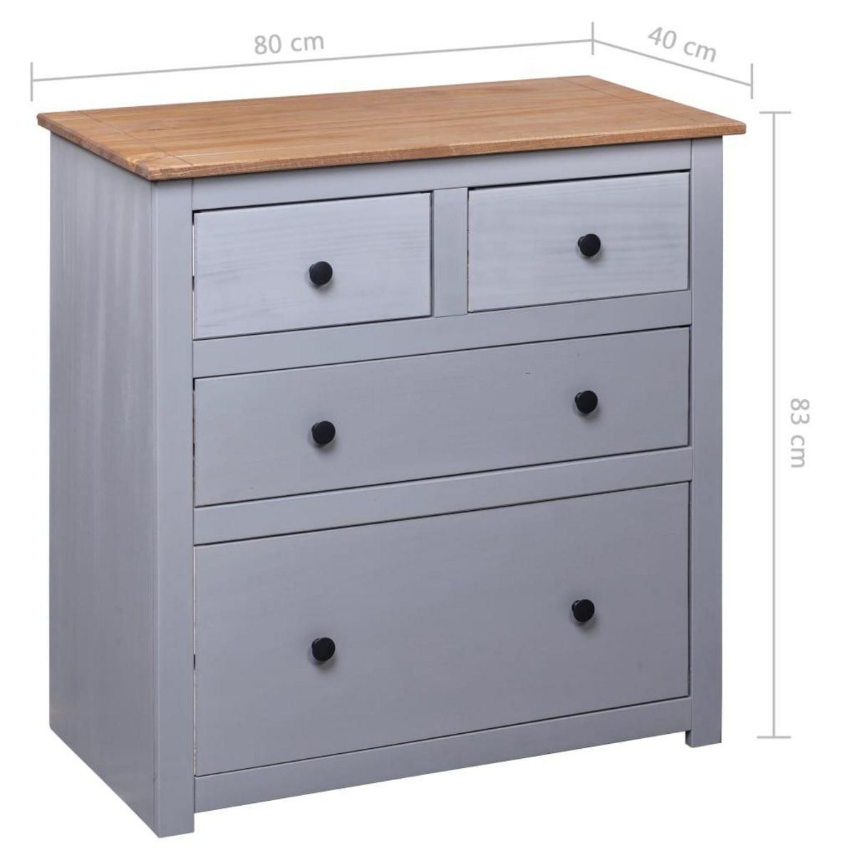 VIDAXL Buffet Gris 80x40x83 cm Pin Gamme Panama